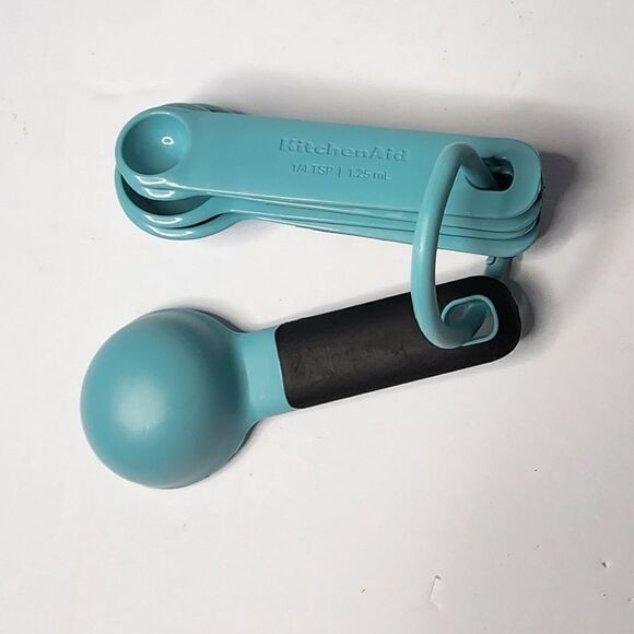KitchenAid Classic Measuring Spoons 5pcs Set Aqua Sky Black Tablespoon - Picture 4 of 7
